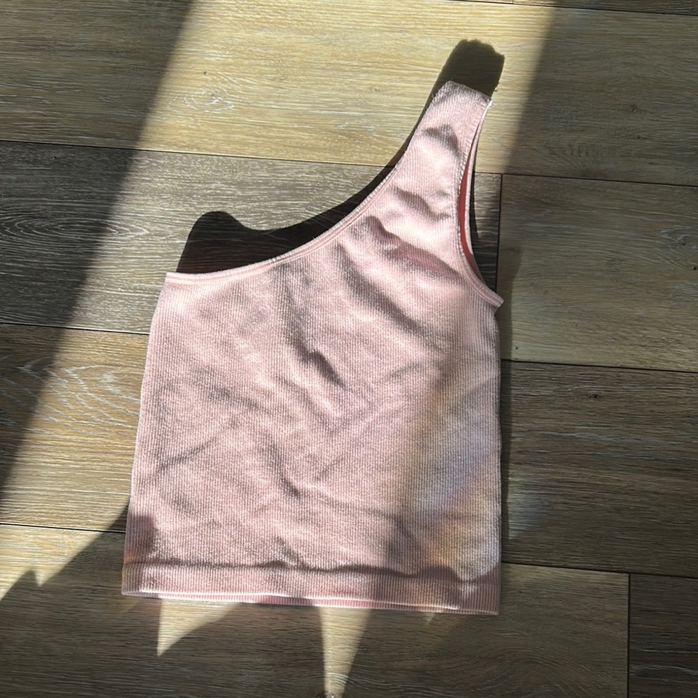 Essentials Pink Asymmetrical Sleeveless Tank Top